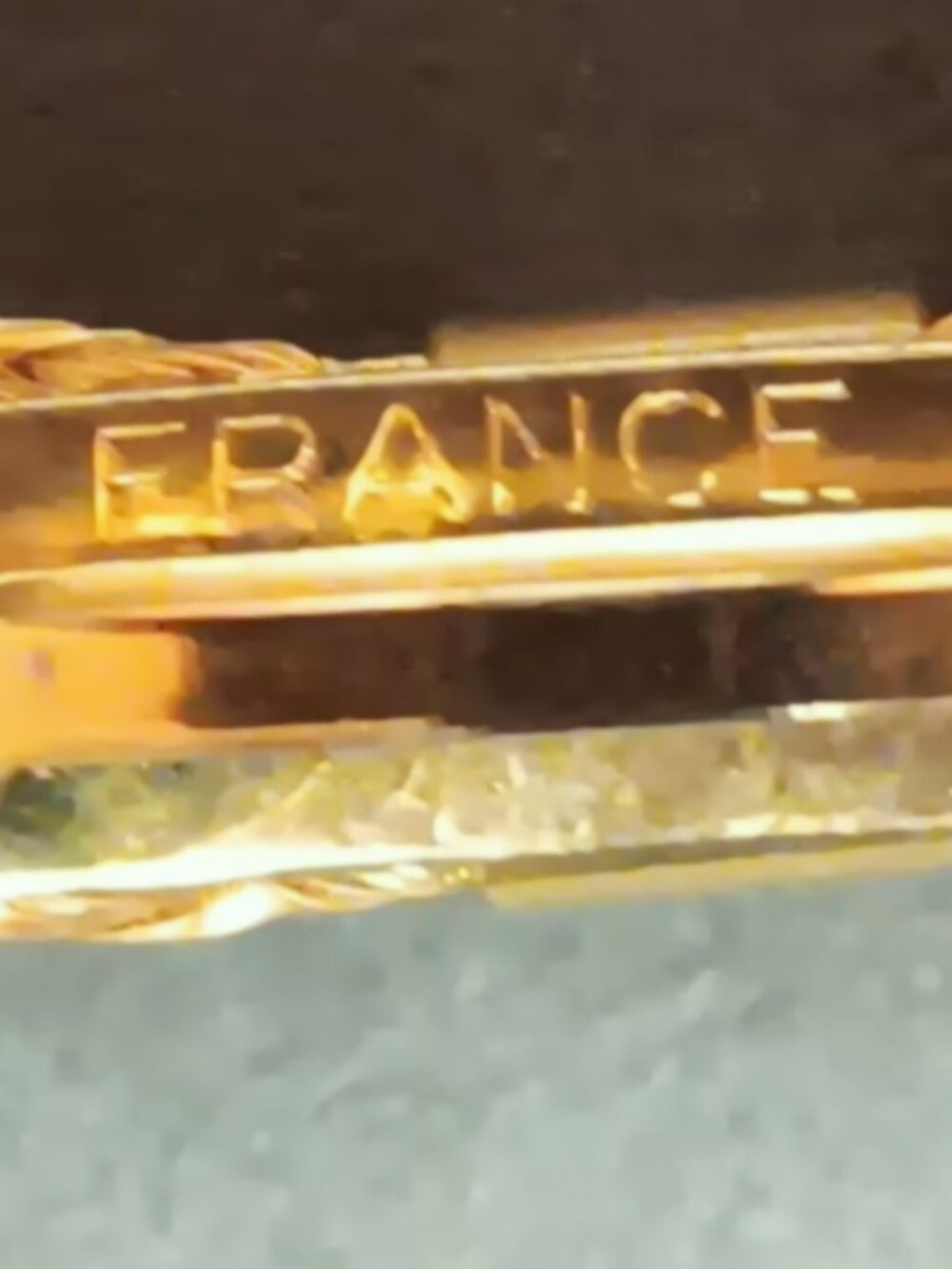 1970'S Vintage France (stamped) hair barrette, gold tone woven metal slim bow.